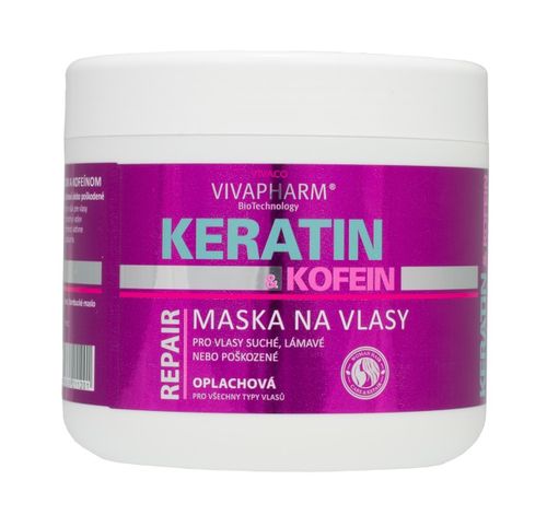 VIVACO Keratinová maska na vlasy s kofeinem VIVAPHARM 600ml