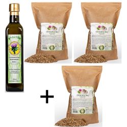 AKCE 1x Olej 500ml+ 2 + 1 ZDARMA Ostropestřec mariánský semínka 1000g
