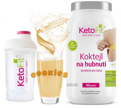 Cookies proteinový koktejl KetoFit pro rychlé hubnutí 1 260 g, 50 porcí