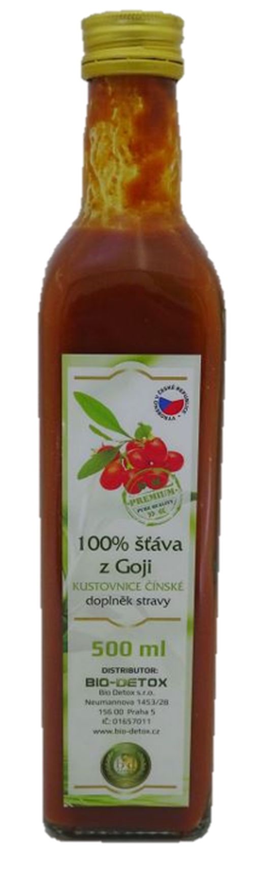 Bio-Detox 100% šťáva z GOJI Premium Pure s dužinou 500 ml